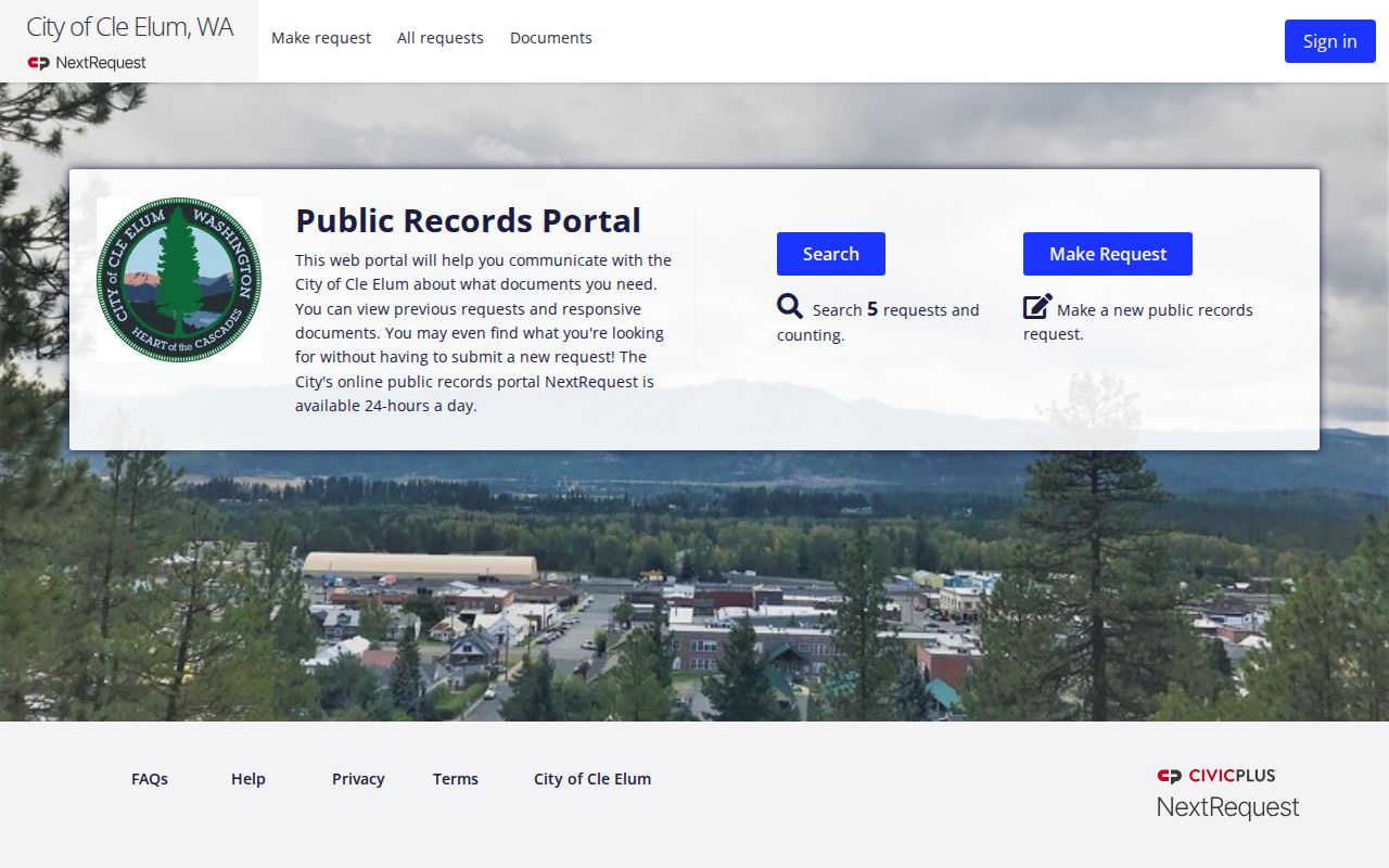 Cle Elum criminal records NextRequest portal