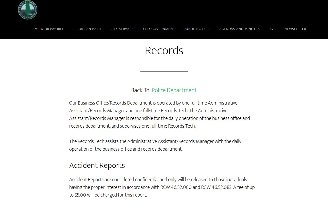 Cle Elum police criminal records office