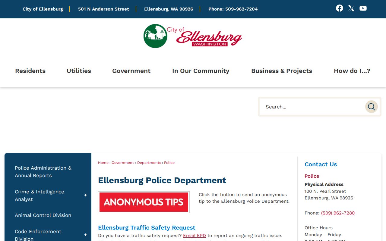 Ellensburg police department criminal record check office