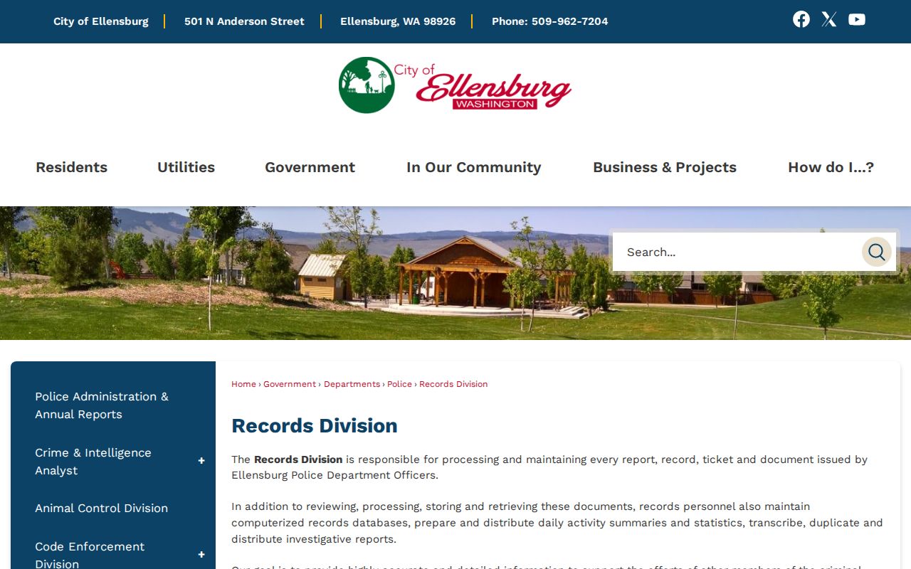 Ellensburg criminal records division request information