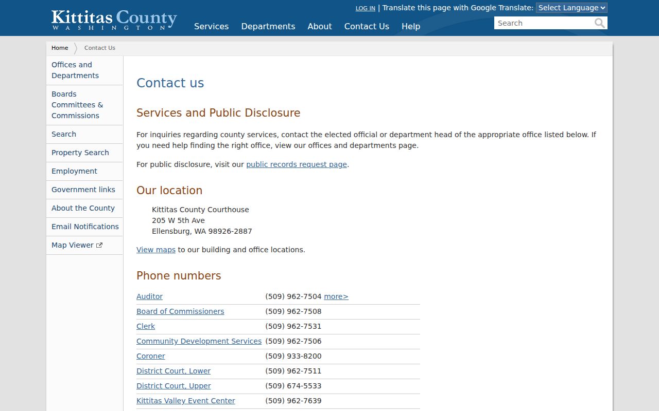 Kittitas city criminal court and county record directory