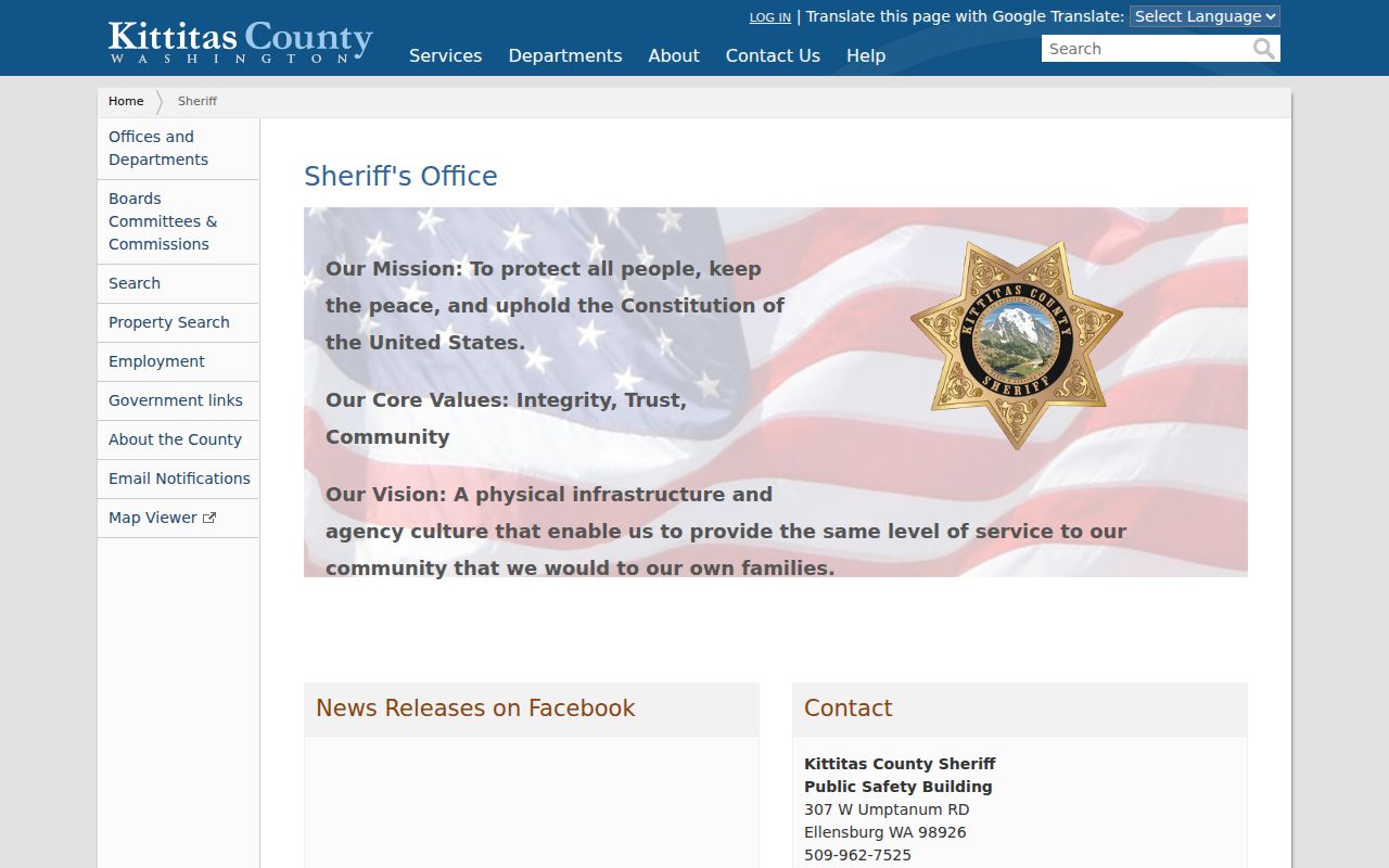 Kittitas County sheriff criminal records office